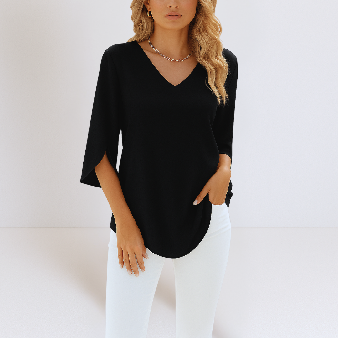 Sophie™ | Blusa elegante con scollo a V e maniche a spacco