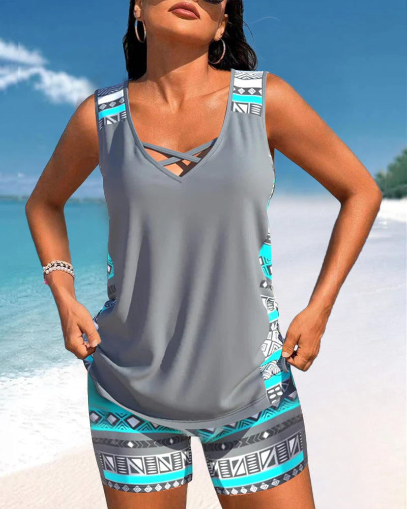 Alice™ | Tankini con Design Geometrico e Scollatura a V