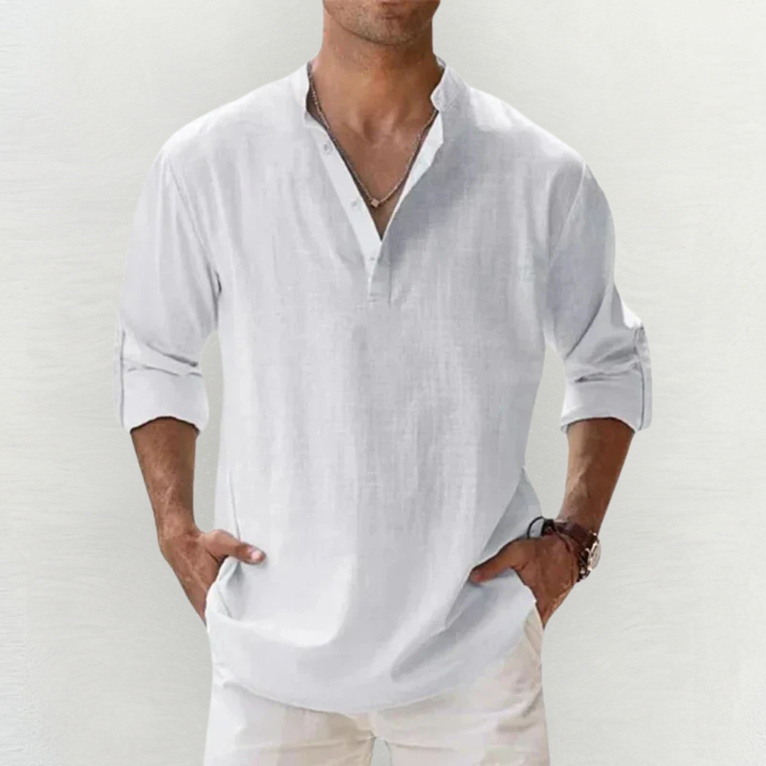 Riccardo™ | Camicia Elasticizzata in Cotone-Lino Premium