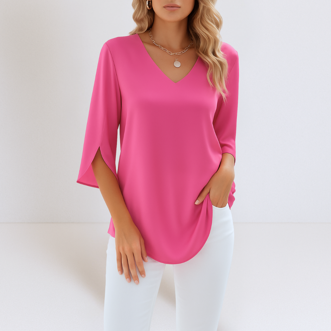 Sophie™ | Blusa elegante con scollo a V e maniche a spacco