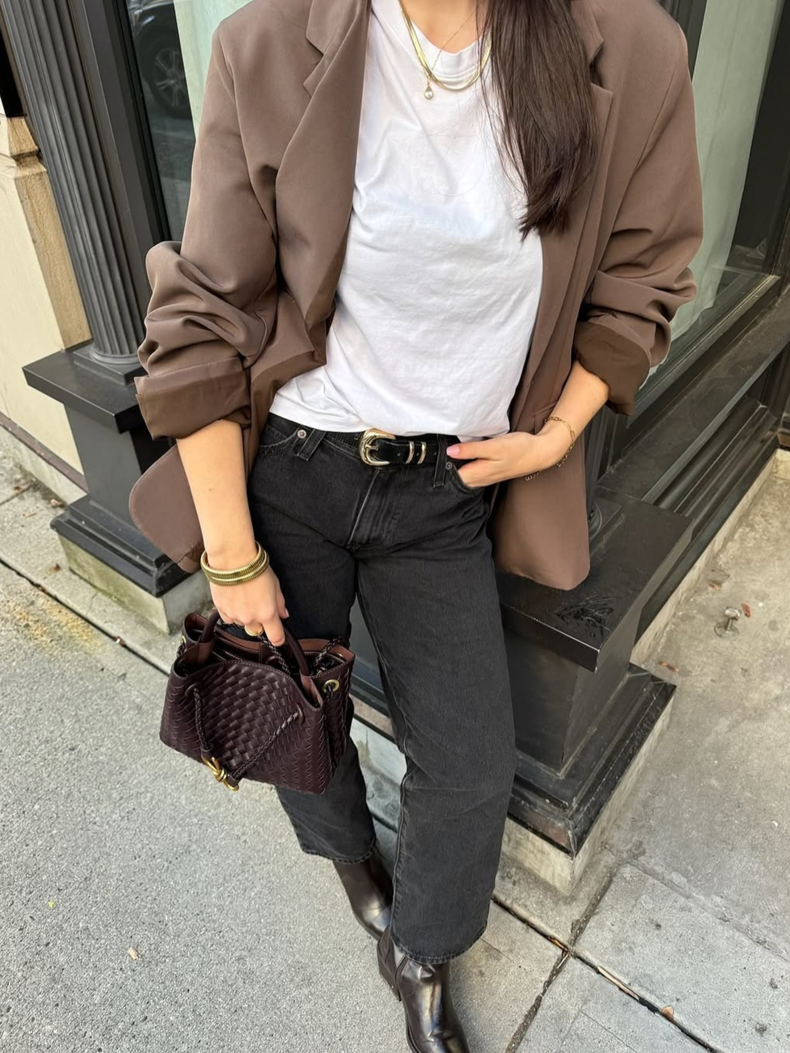 Borsa tote in pelle intrecciata a 2 vie