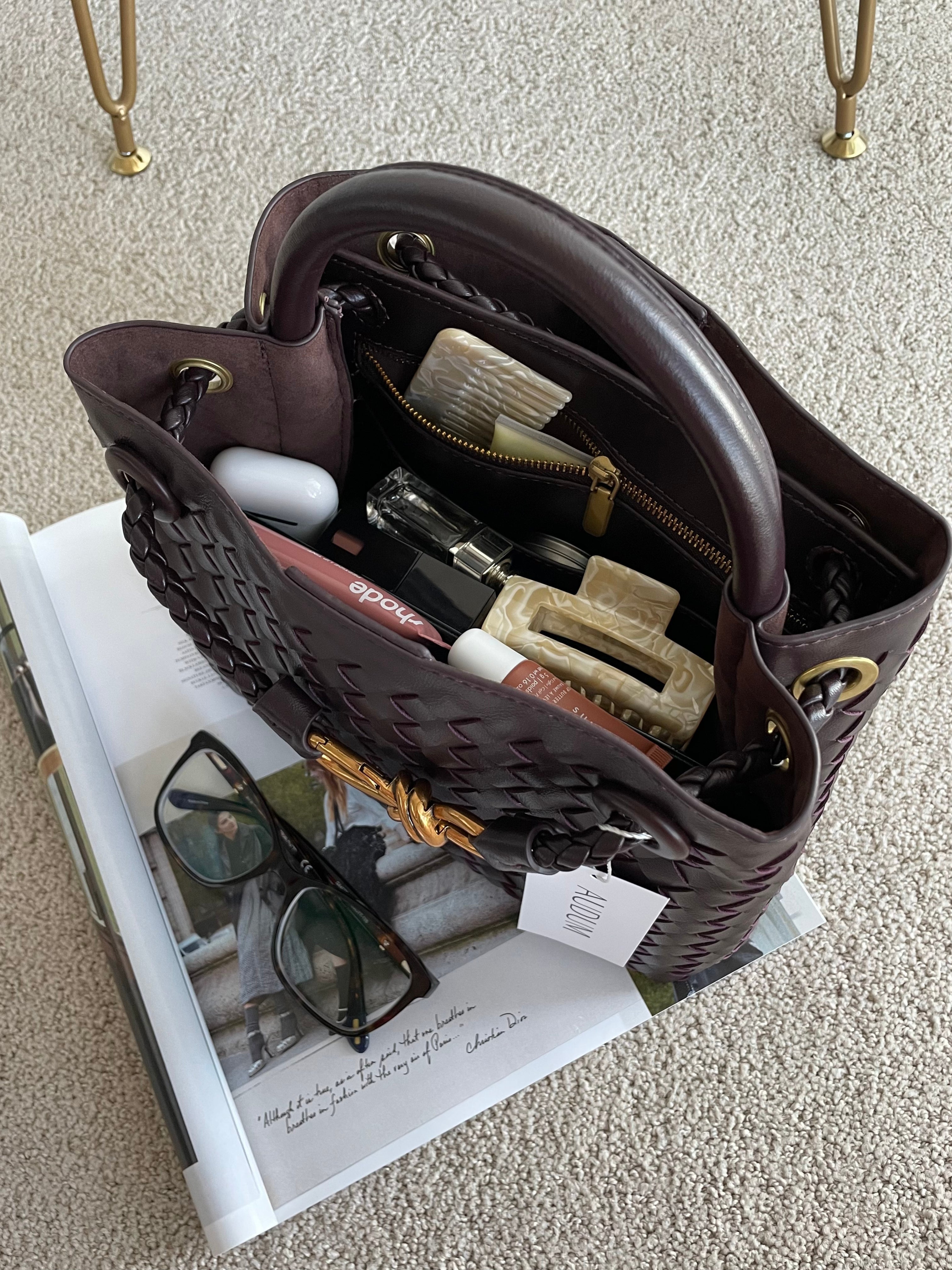 Borsa tote in pelle intrecciata a 2 vie