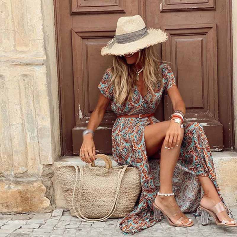 Marlene™ | Maxi Abito Hippie con Stampa Paisley
