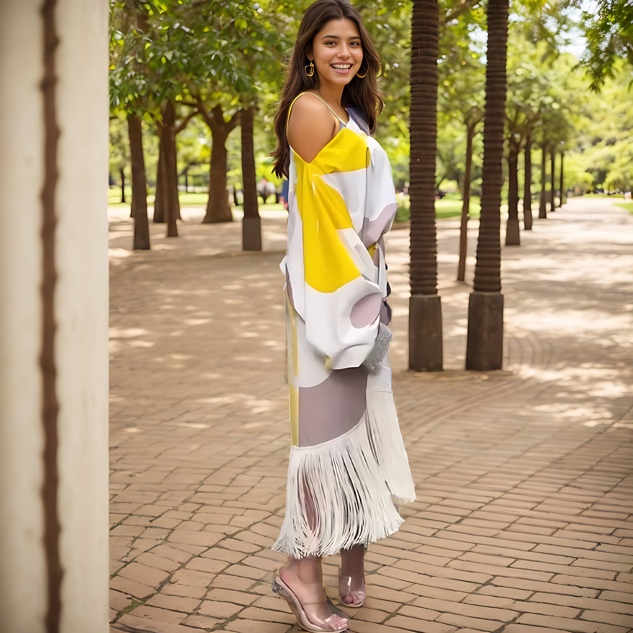 Talia™ | Abito in Raso con Maniche a Sbuffo