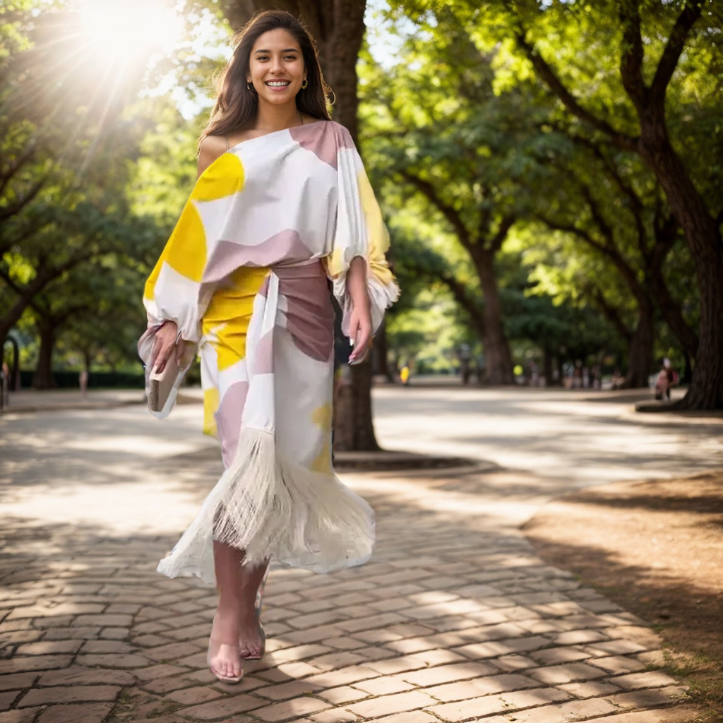 Talia™ | Abito in Raso con Maniche a Sbuffo