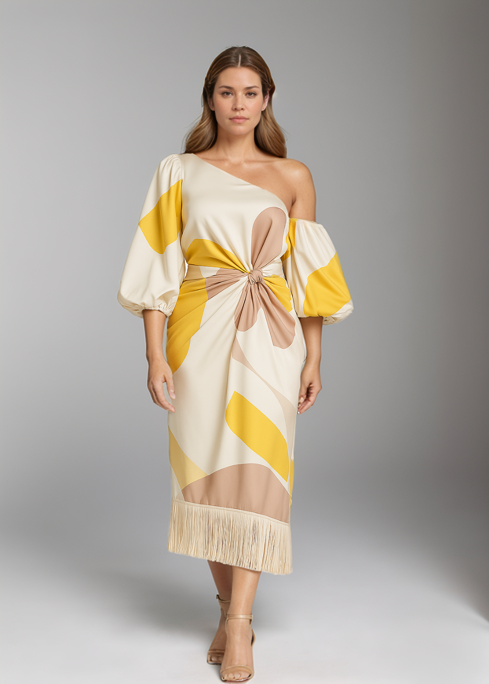 Talia™ | Abito in Raso con Maniche a Sbuffo