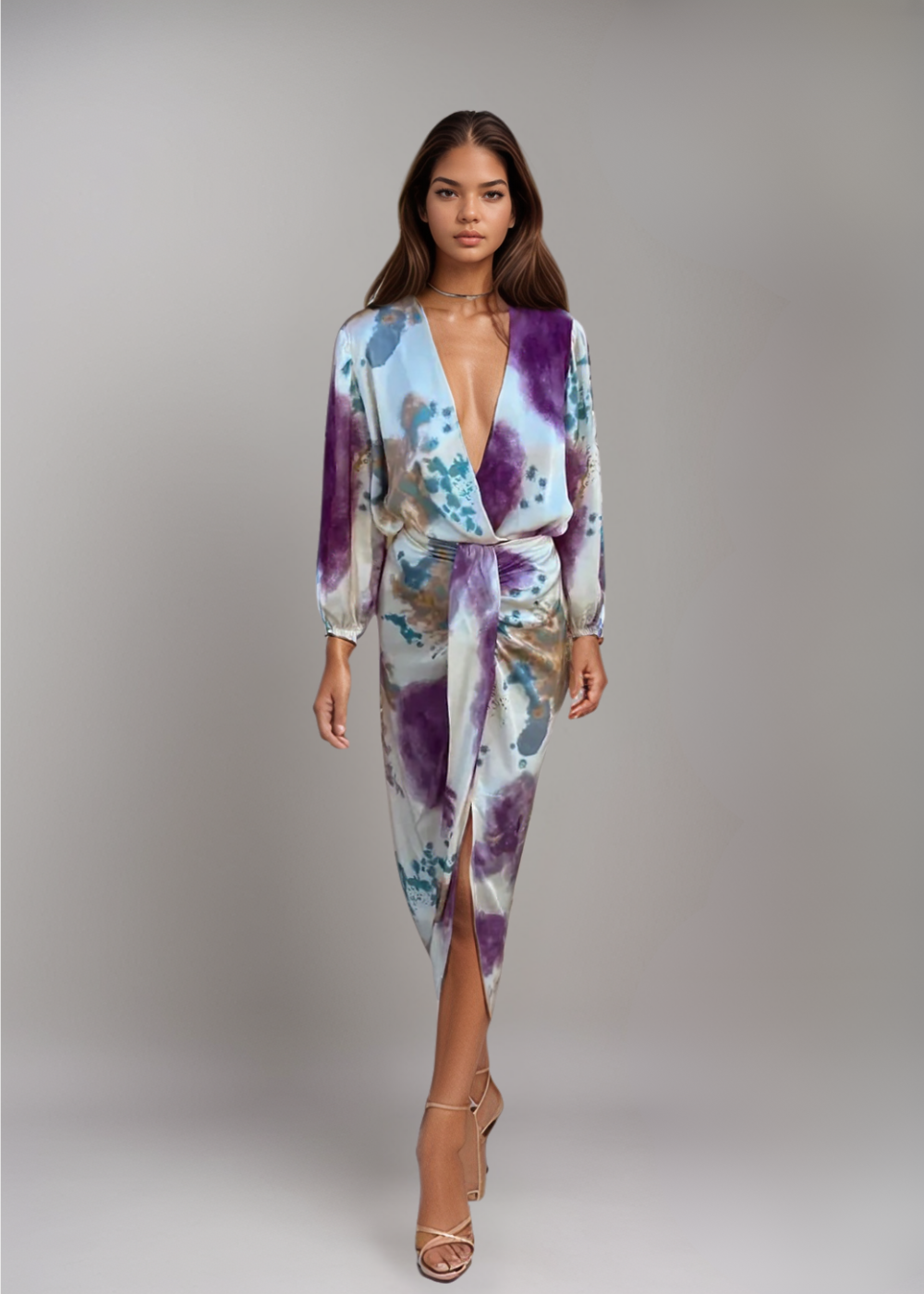 Hedwig™ | Abito Midi Avvolgente con Design Artistico