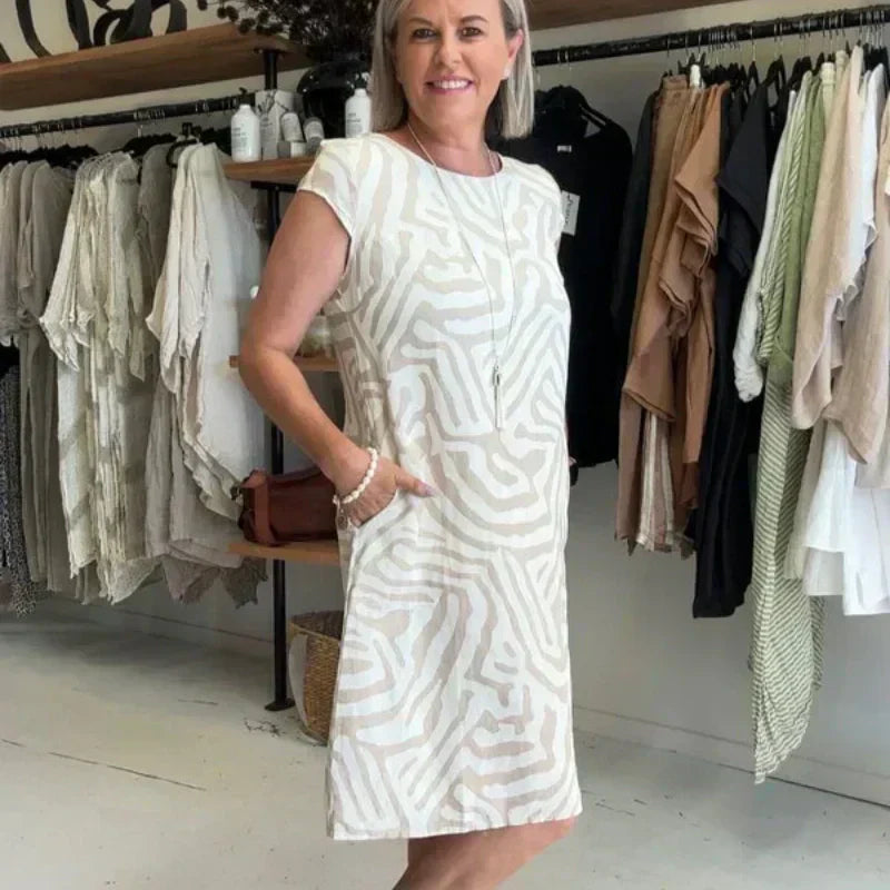 Vera | Abito con Stampa Estiva e Scollo Rotondo