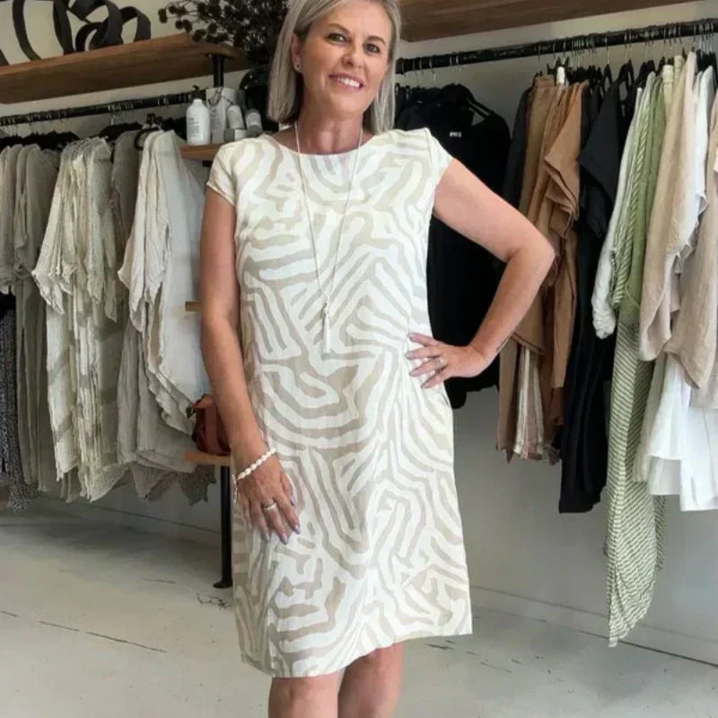 Vera | Abito con Stampa Estiva e Scollo Rotondo