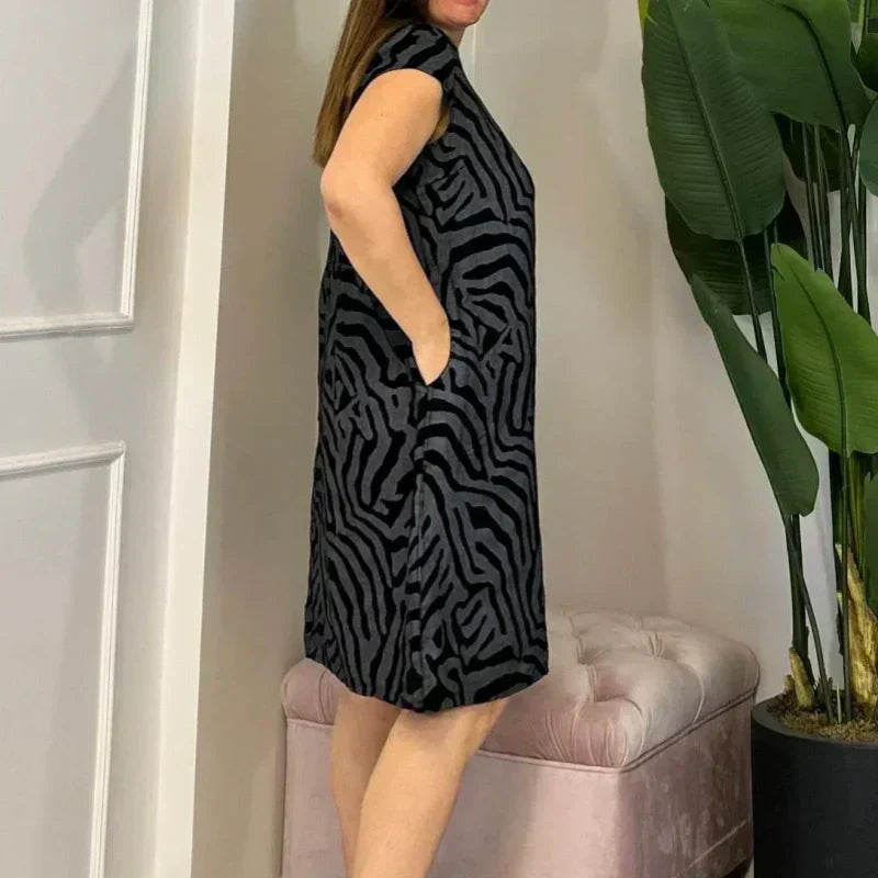 Vera | Abito con Stampa Estiva e Scollo Rotondo