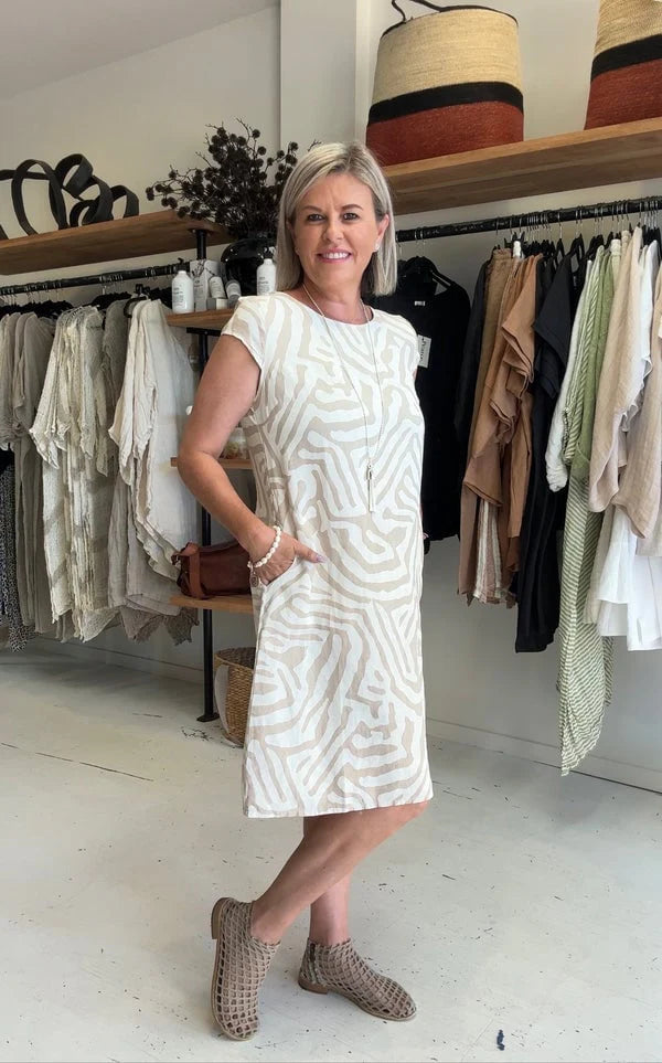 Vera | Abito con Stampa Estiva e Scollo Rotondo