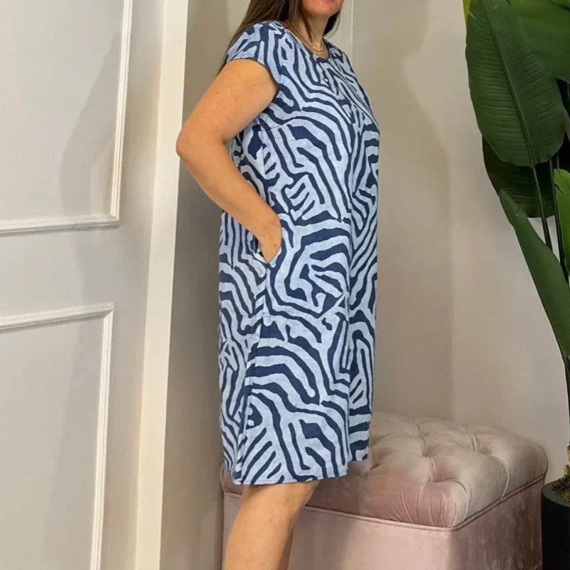 Vera | Abito con Stampa Estiva e Scollo Rotondo