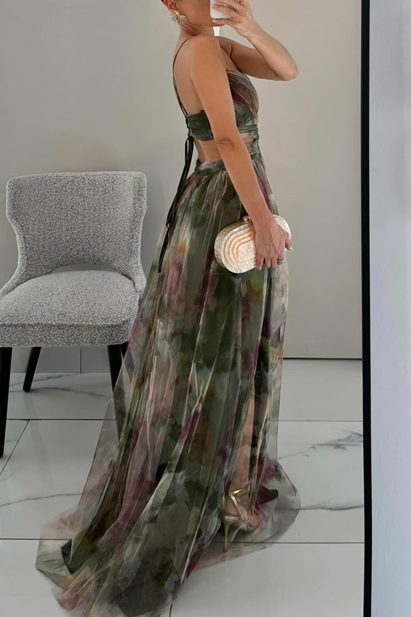 Vaëlia – Abito maxi con stampa floreale