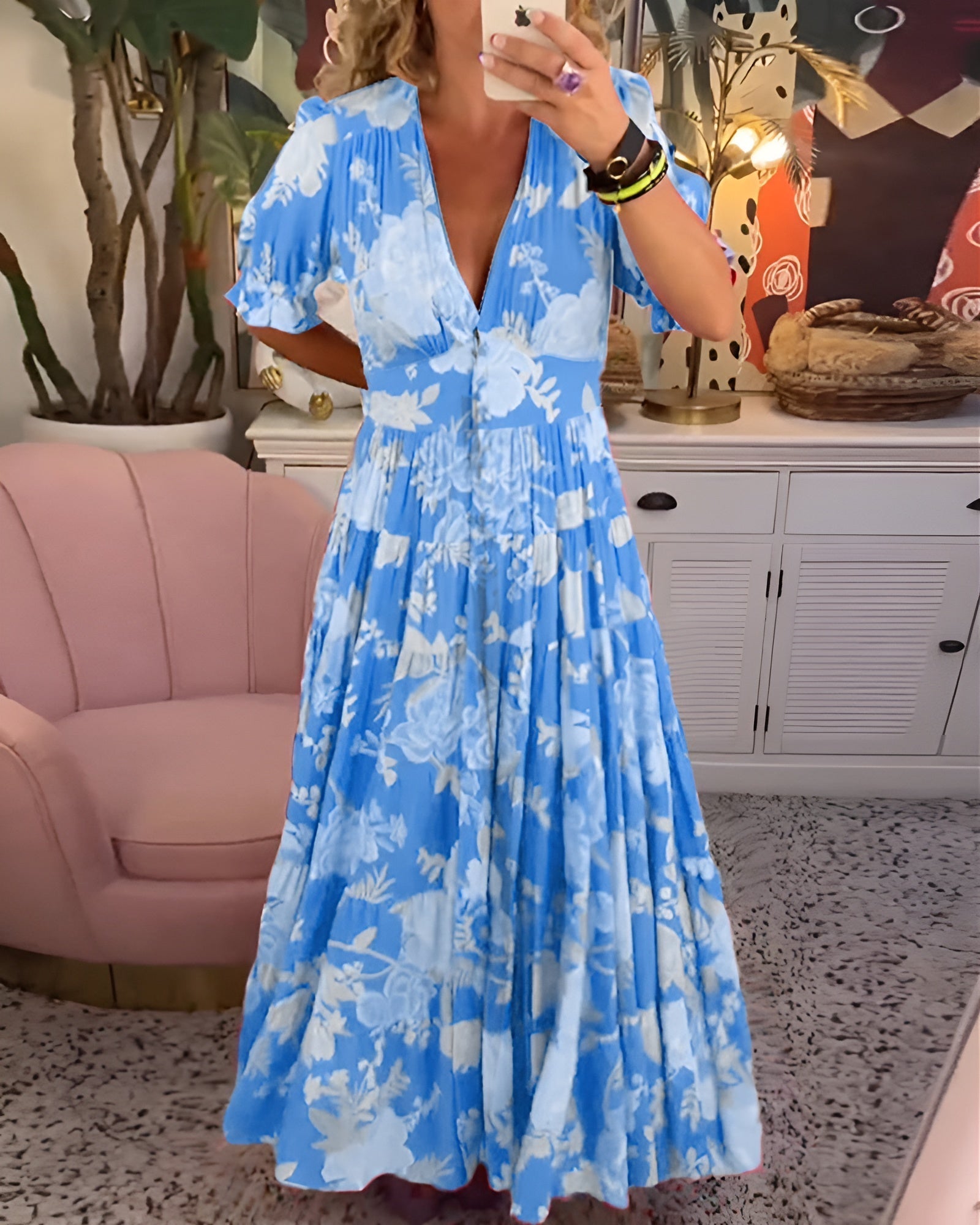 Tessa | Abito elegante con stampa floreale e scollatura a V