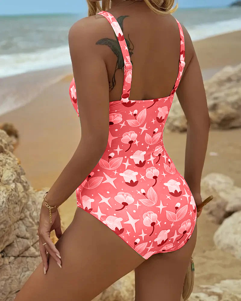 Costume da Bagno Intero con Spalline Stampato
