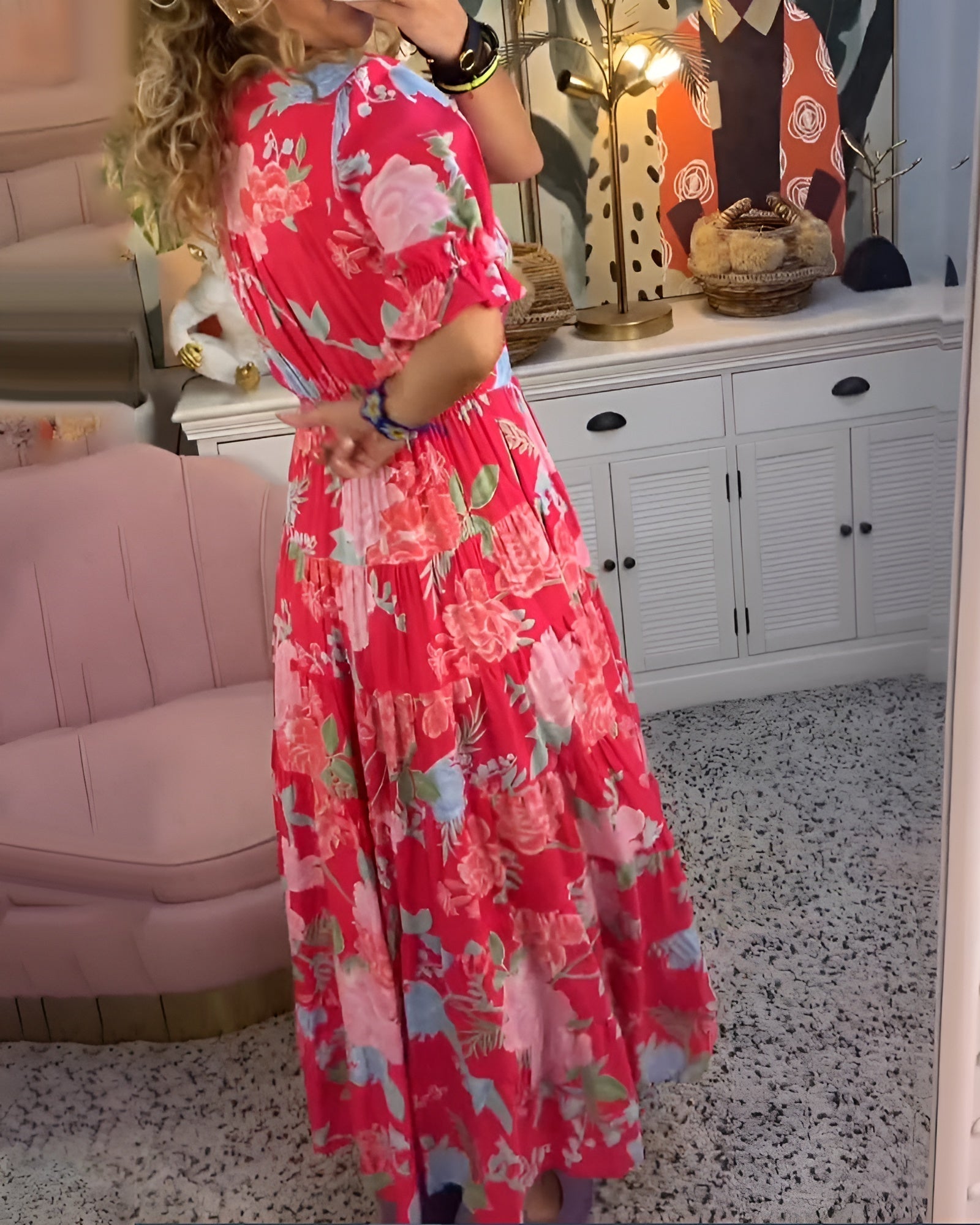 Tessa | Abito elegante con stampa floreale e scollatura a V