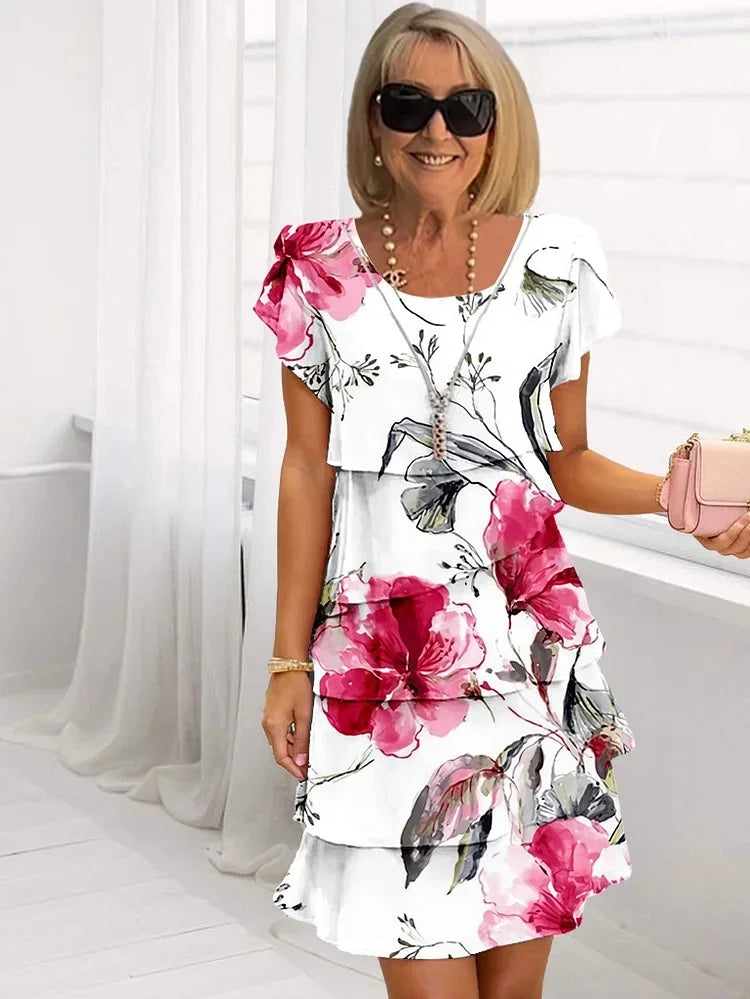 Giselle™ - Abito Floreale Plissettato con Rouches