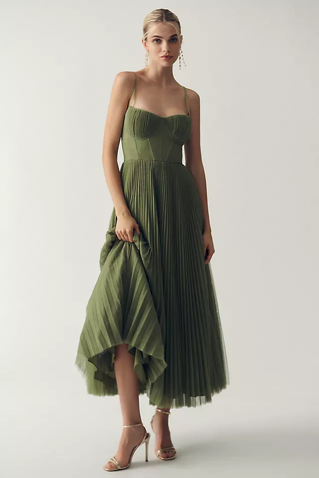 Elara™ | Abito in Tulle Plissettato con Corsetto