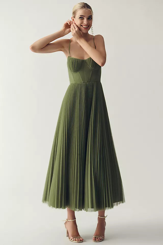 Elara™ | Abito in Tulle Plissettato con Corsetto