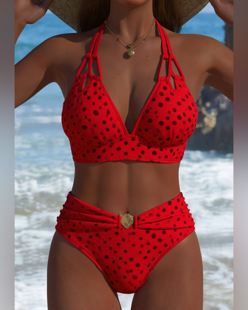 Costume da bagno due pezzi sexy a pois