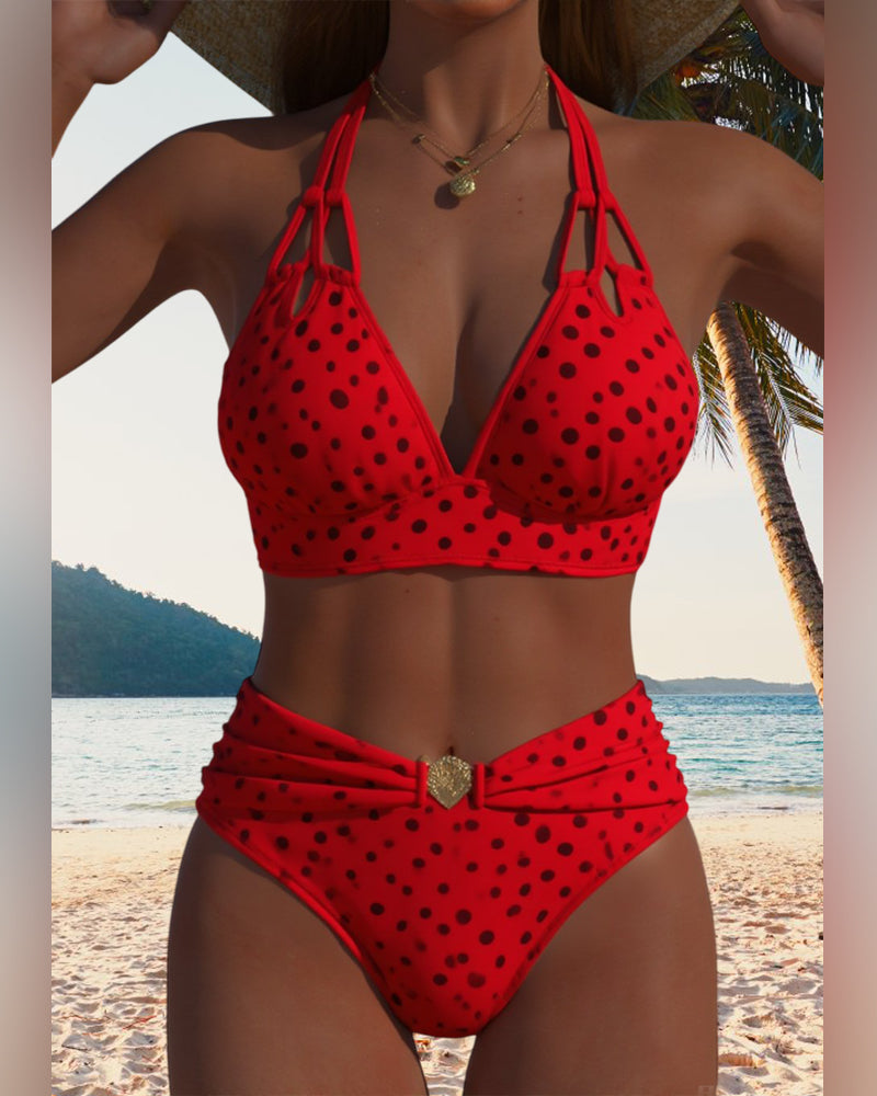 Costume da bagno due pezzi sexy a pois