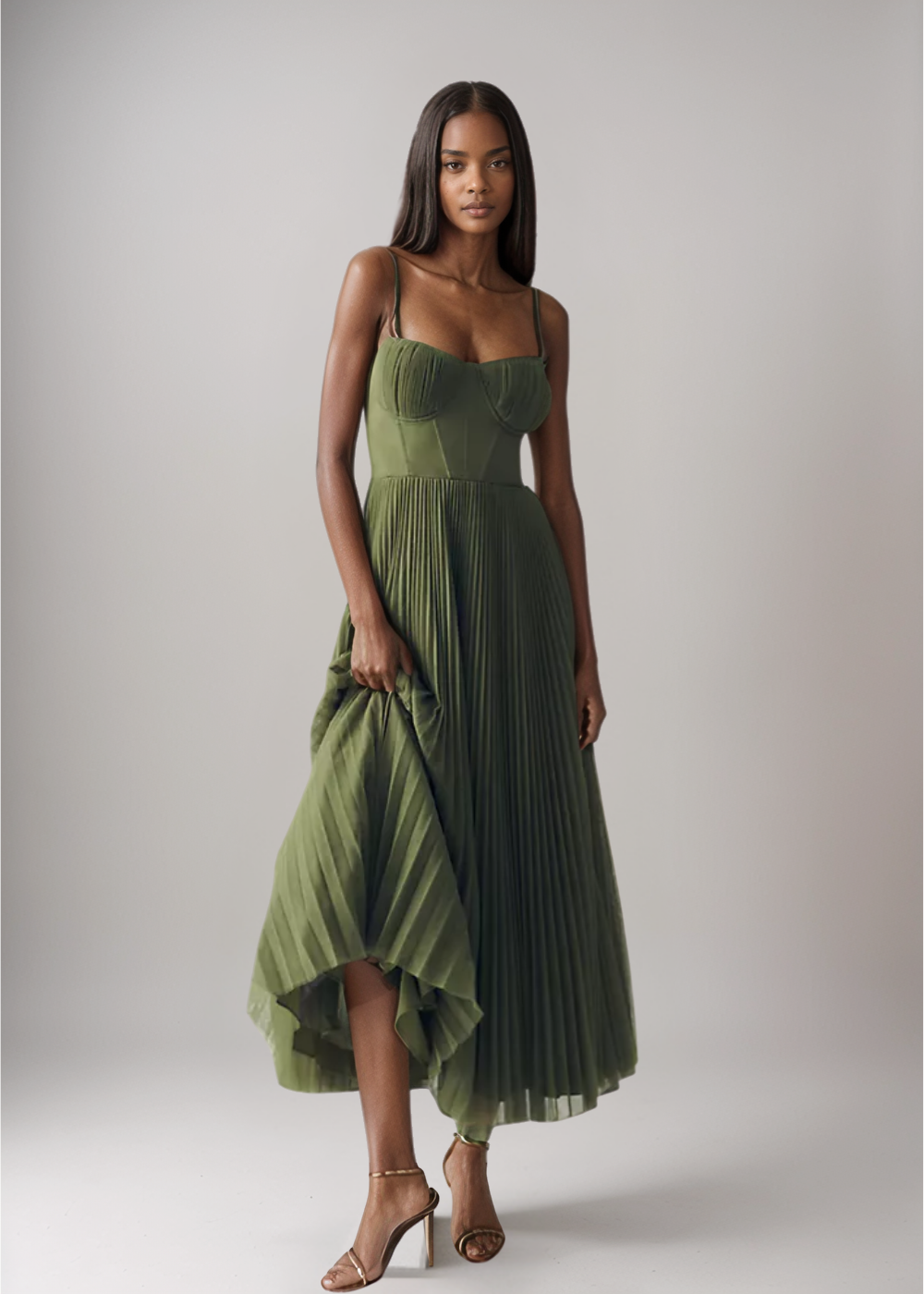 Elara™ | Abito in Tulle Plissettato con Corsetto