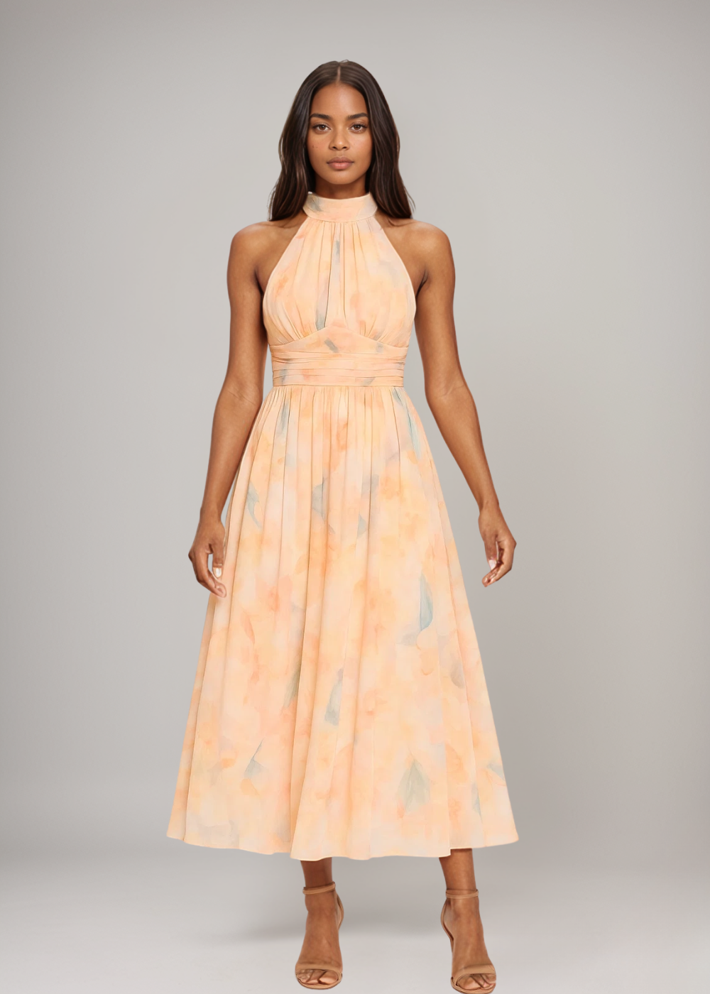 Joli™ | Maxidress con Scollo Halter e Motivo Acquerello