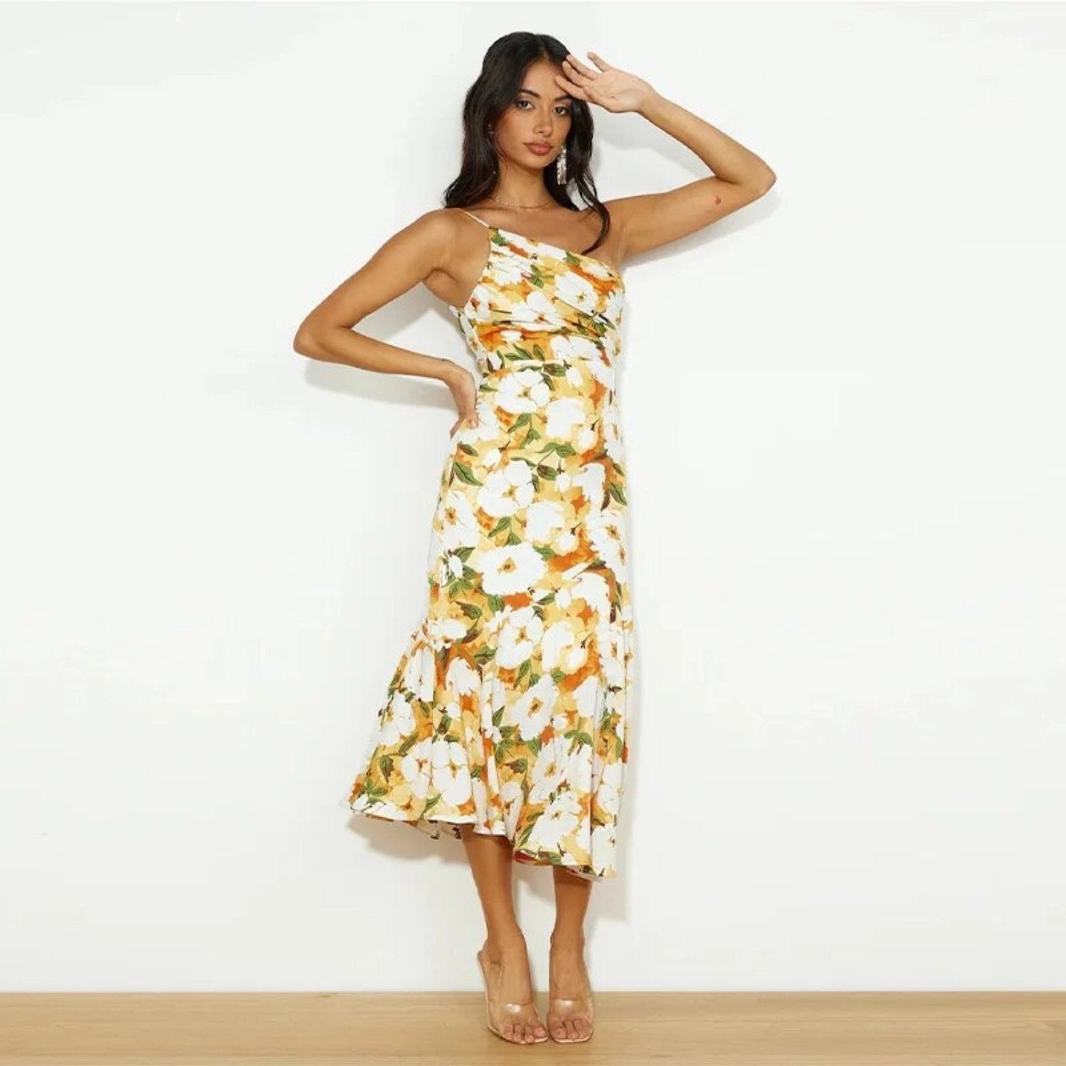 Viktoria™ | Abito Maxy Asimmetrico con Stampa Floreale