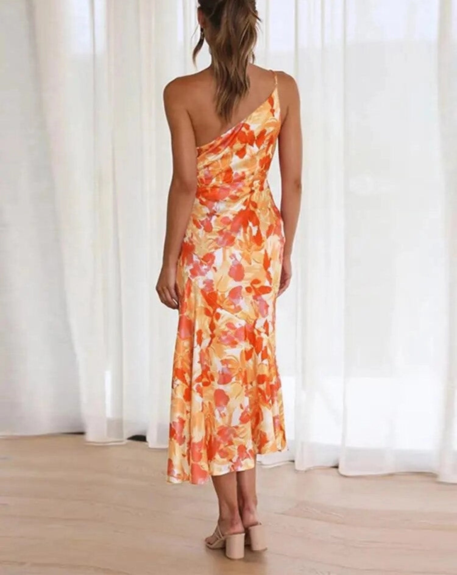 Viktoria™ | Abito Maxy Asimmetrico con Stampa Floreale