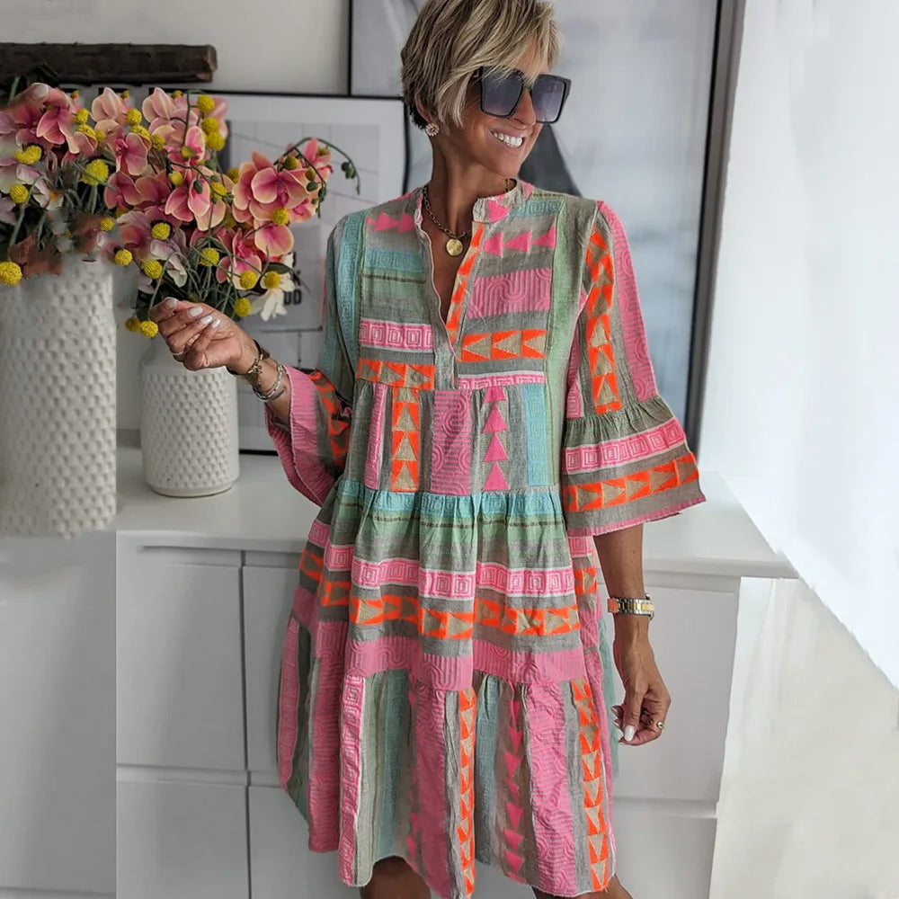 Juliane – Abito Swing Boho a Balze