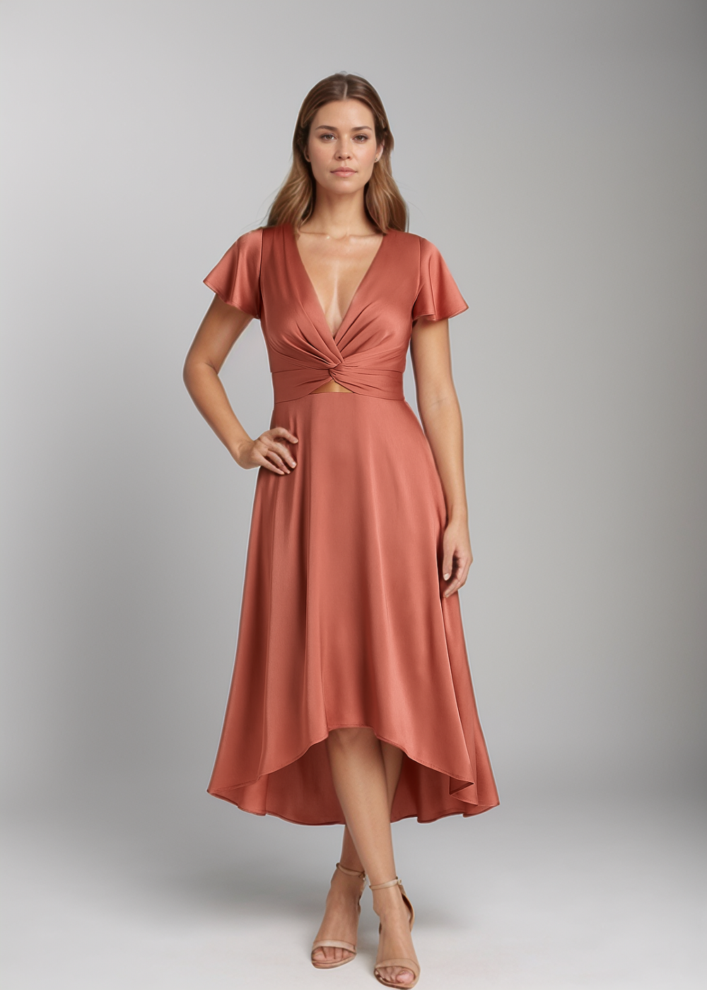 Elina™ | Abito Midi con Nodo Decorativo
