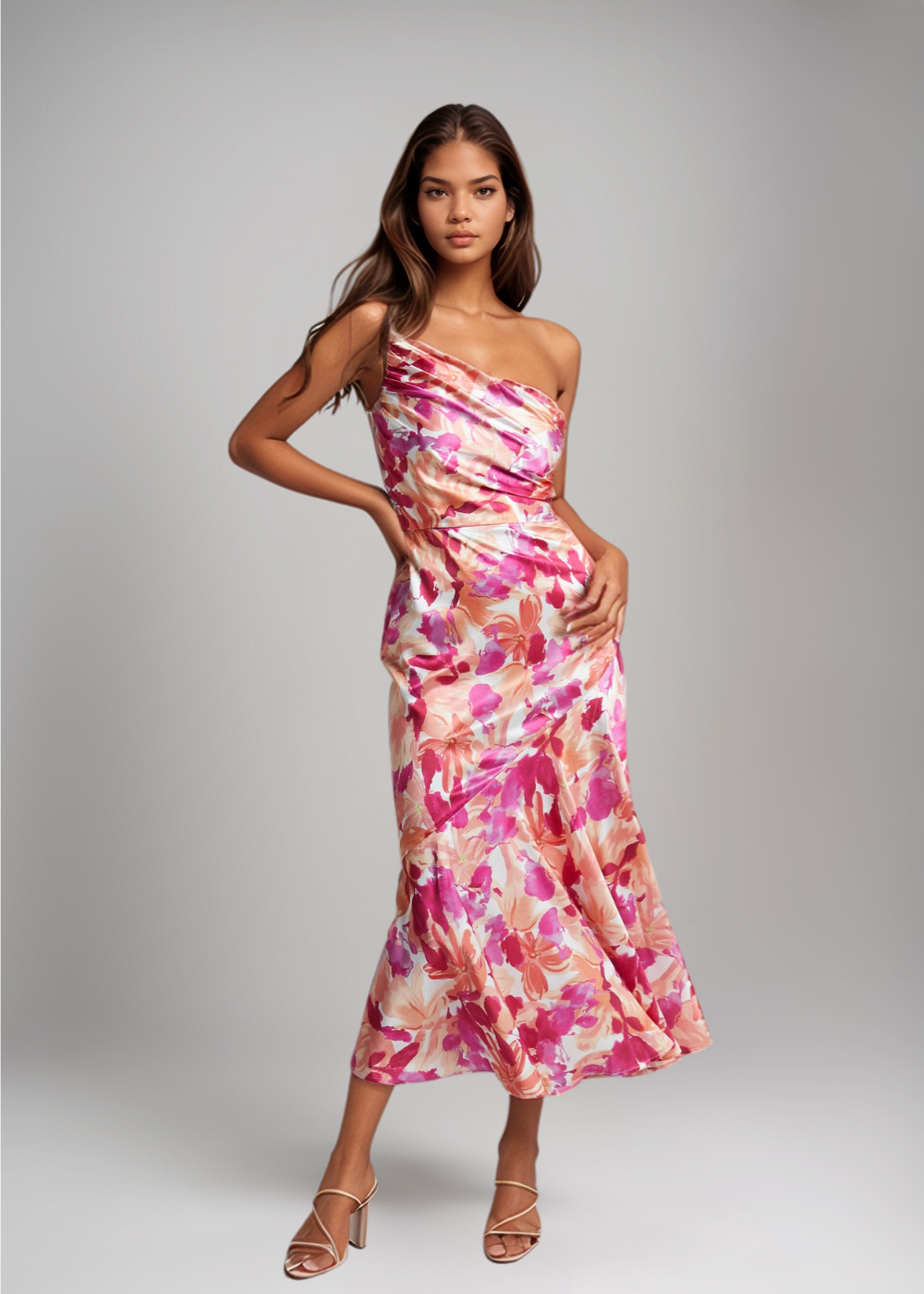 Viktoria™ | Abito Maxy Asimmetrico con Stampa Floreale
