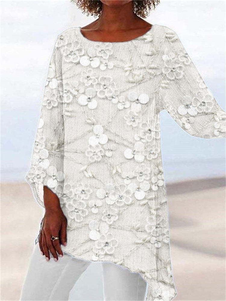 Ivendra™ | Incantevole Top con Fiori di Cristallo