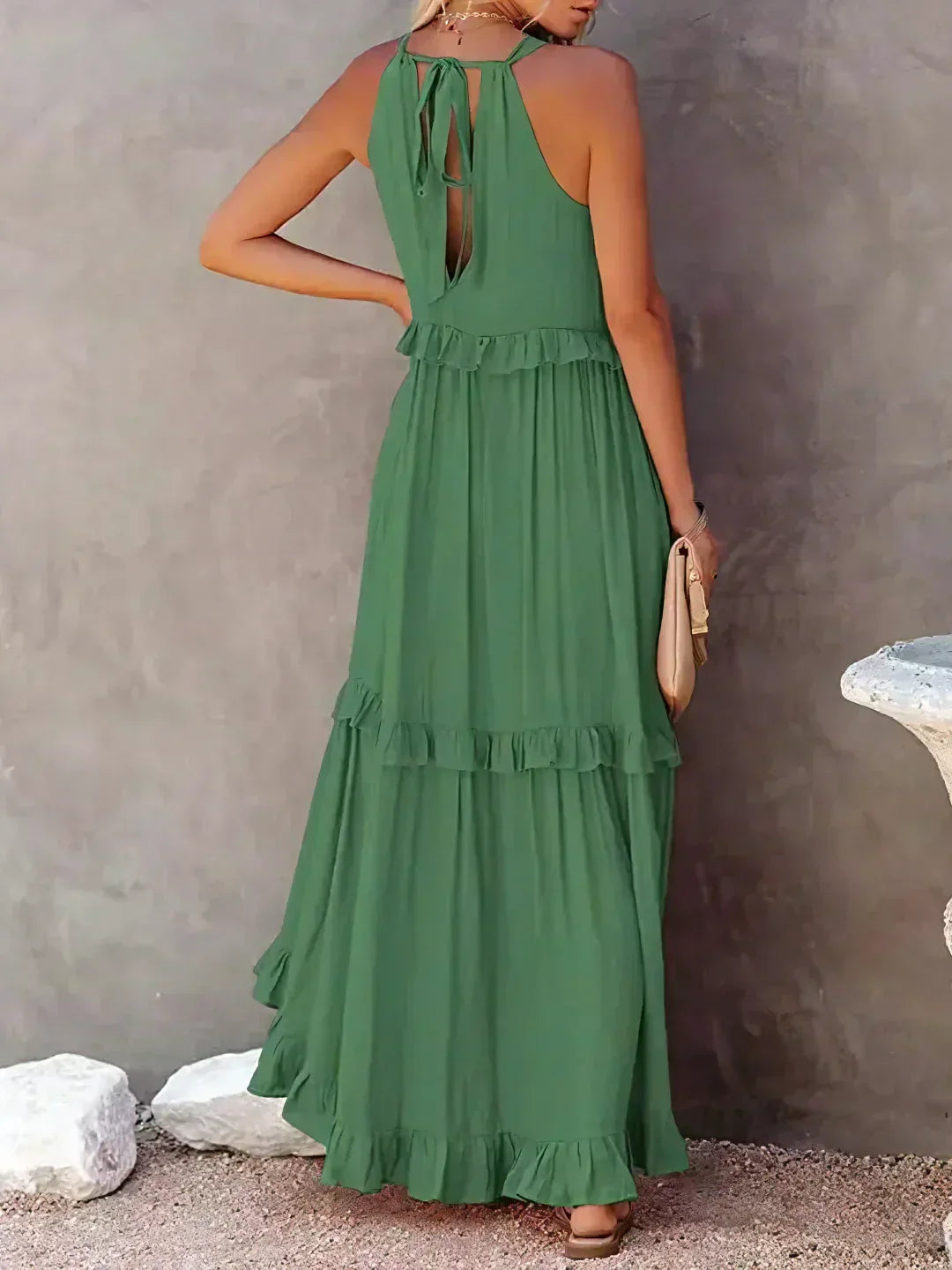 Emilia™ - Abito Maxi con Scollo Halter e Volant