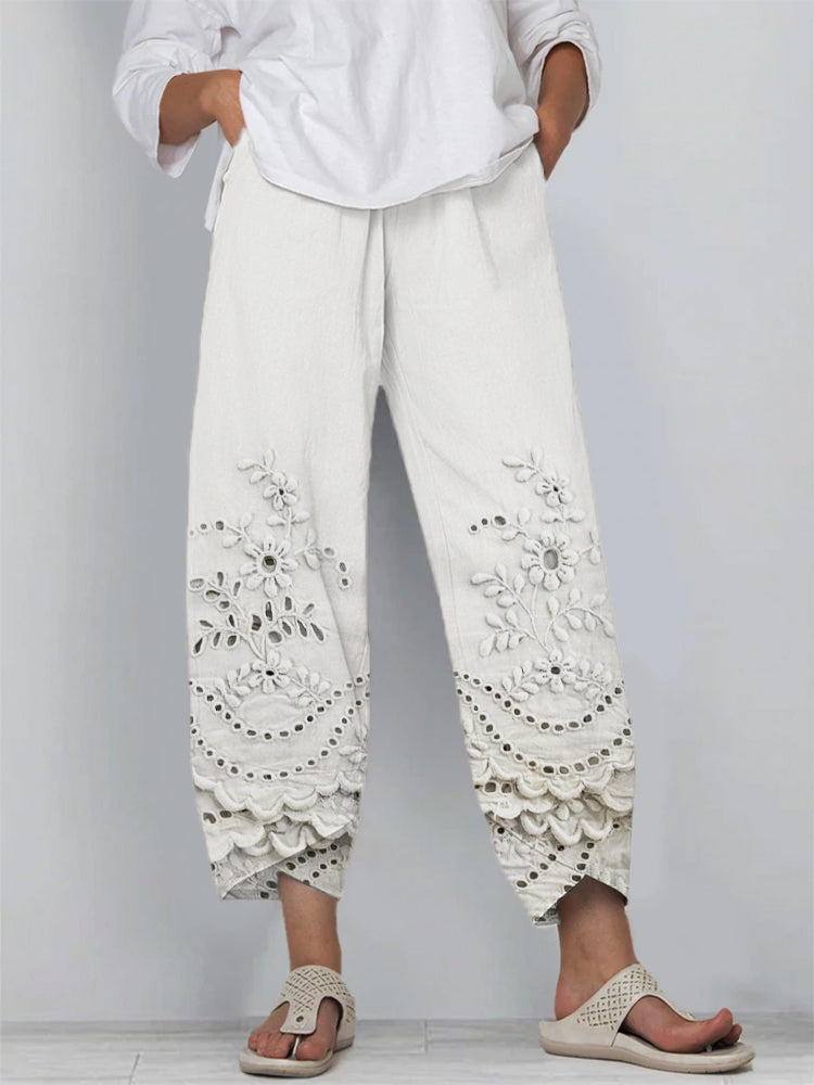 Noelya™ | Pantaloni Eleganti con Motivo in Pizzo