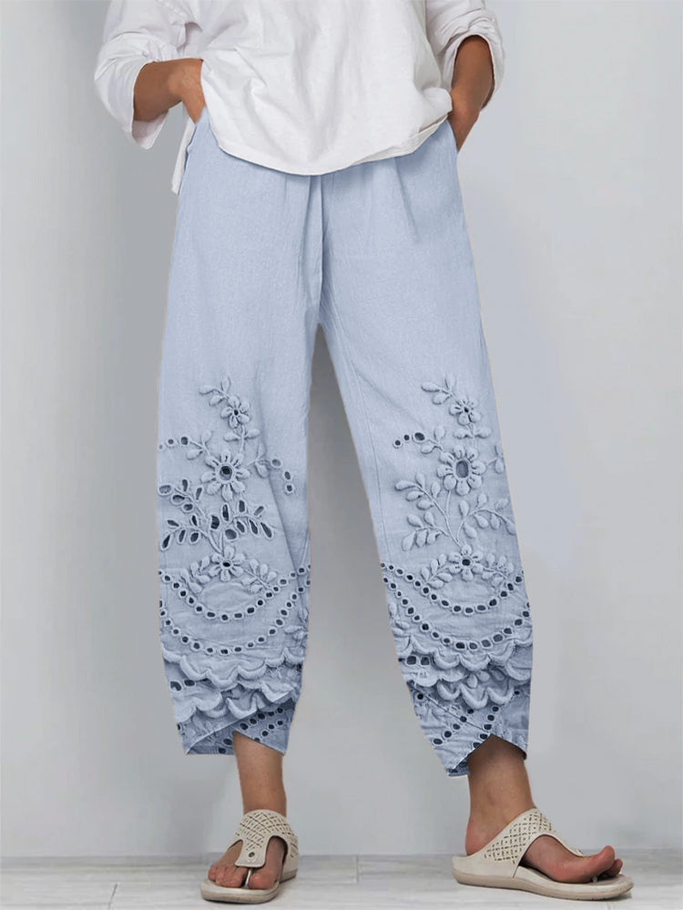 Noelya™ | Pantaloni Eleganti con Motivo in Pizzo