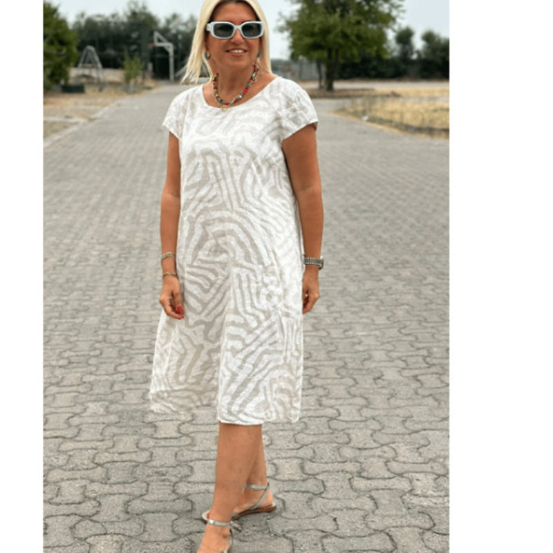Vera | Abito con Stampa Estiva e Scollo Rotondo