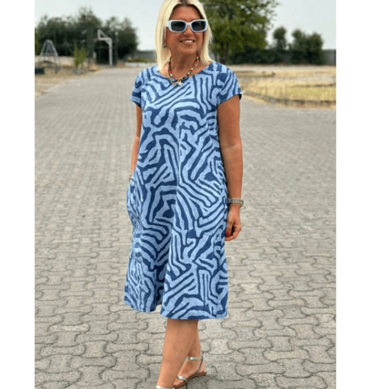 Vera | Abito con Stampa Estiva e Scollo Rotondo