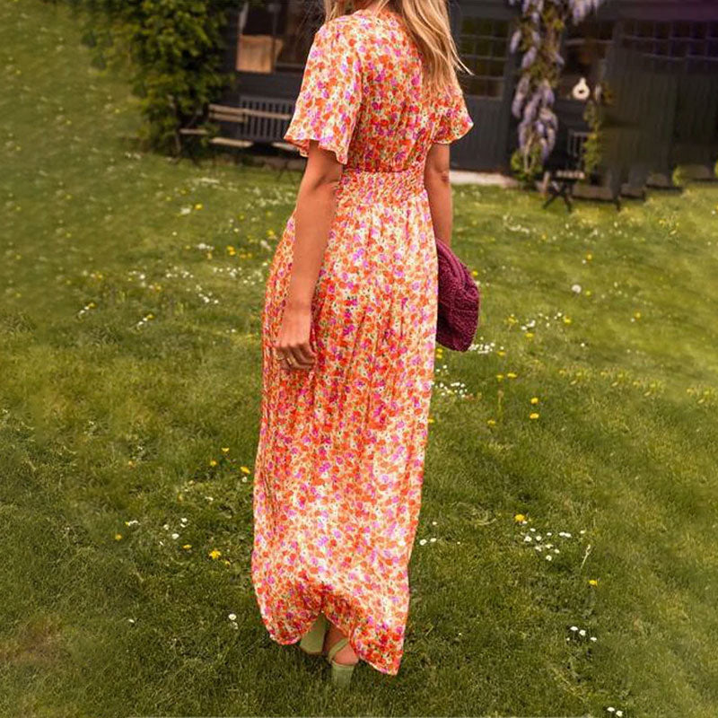 Seraphina™ | Abito Maxi con Maniche Fluttuanti e Stampa Floreale