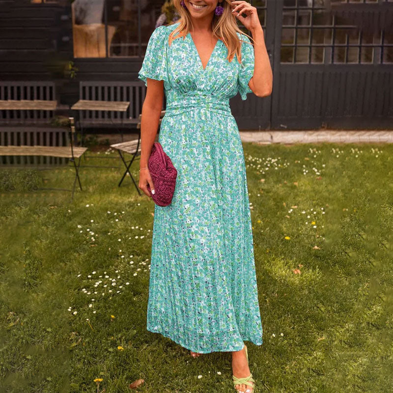 Seraphina™ | Abito Maxi con Maniche Fluttuanti e Stampa Floreale