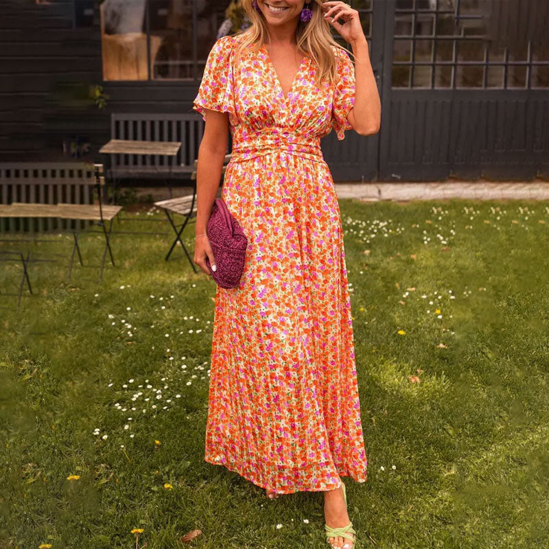 Seraphina™ | Abito Maxi con Maniche Fluttuanti e Stampa Floreale