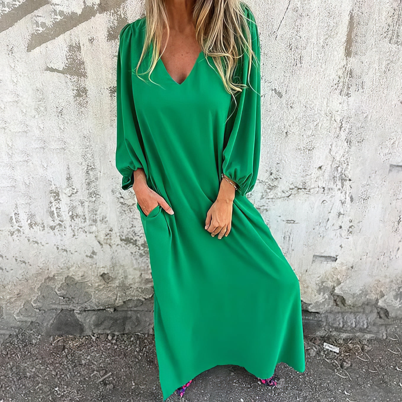 LIVIA | Vestito Lungo Bohémien con Tasche e Taglio Stilizzato