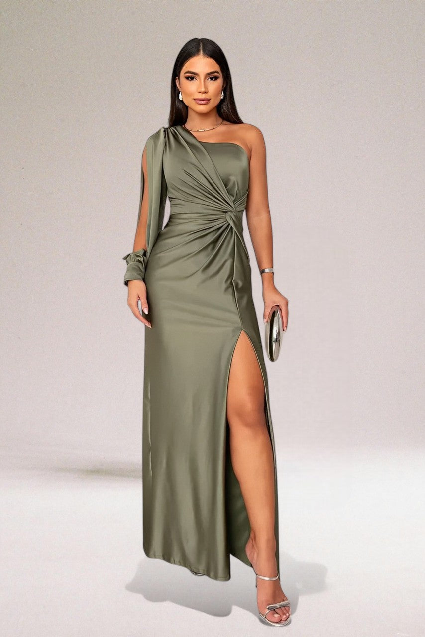 Venus™ | Abito Monospalla con Drappeggio Elegante